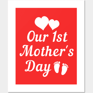 Our first mothers day white text Posters and Art